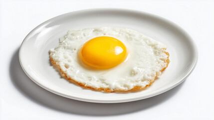 白いお皿に盛られた完璧な目玉焼きのクローズアップ