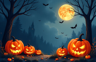 Fototapeta premium halloween banner featuring watercolor style dark color palette space