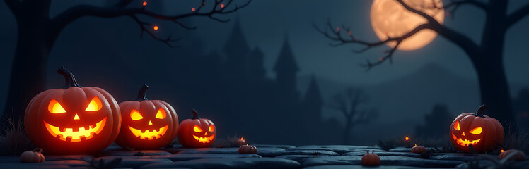 Naklejka premium halloween banner featuring render style dark color palette space