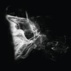 Light flowing smoke isolated on black back	