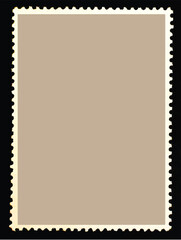 Light browm reverse side of postage stamp isolated isolated on black back. Vector illustration