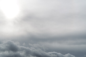 Dramatic storm clouds for the background. Isolated summer storm clouds before a thunderstorm. Dark storm clouds before the rain. Bad weather. A heavenly landscape of clouds in the sky on a rainy day.