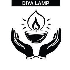 Ornate oil lamp with floral motifs and flame diwali lamp diya