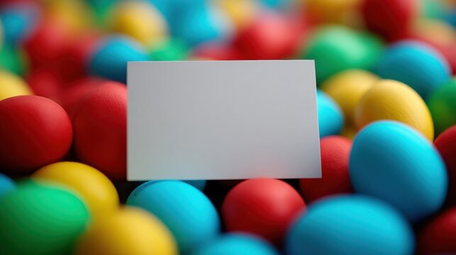 Colorful egg collection with a blank card in the center for messages