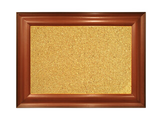 Fototapeta premium Wooden and brown ornamental frame with rectangular beige cork board