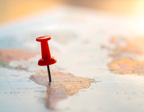 地図に固定された目的地ピン、旅の始まりだ