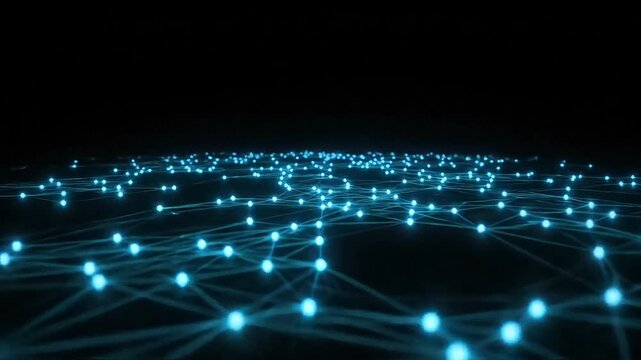 Dynamic glowing blue spark ignites and dances in the vast dark expanse, suggesting innovation and energy.