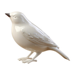 Elegant White Ceramic Bird Figurine with Delicate Details isolated on transparent background.