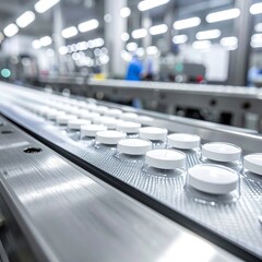 Production line with pharmaceutical tablets