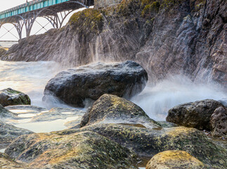Sea spray over rocks