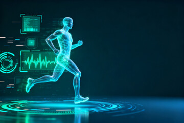 Running human figure with digital interface