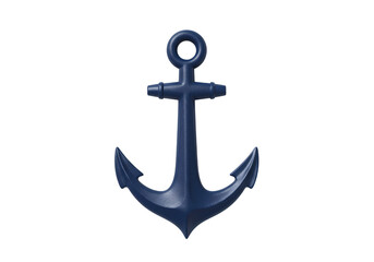 Nautical Anchor Icon Dark Blue Metal Maritime Symbol isolated on transparent background