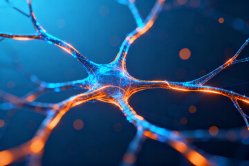 Neuron cell structure with glowing branches