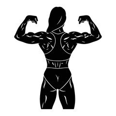 Fototapeta premium Powerful Female Bodybuilder in a Symmetrical Back Flex Pose