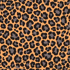 Seamless leopard print. Vector animal skin texture background.	
