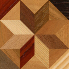 Wooden marquetry can be patterns created from the combination of pine and walnut wood, wooden floor, parquet, cutting board
