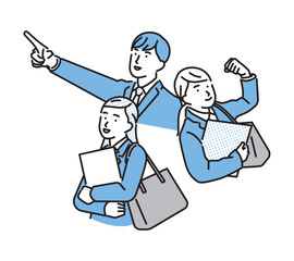 シンプル　イラスト　就職活動中の男性と女性