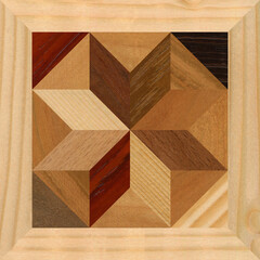 Wooden marquetry can be patterns created from the combination of pine and walnut wood, wooden floor, parquet, cutting board