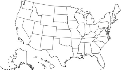 United states map outline vector illustration for geography design
