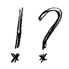 Hand drawn exclamation mark and question mark clipart Single element for design