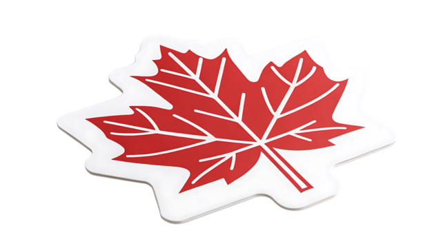 Isolated on transparent background, a red maple leaf representing canadas identity