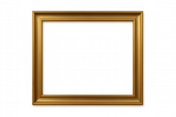 Realistic golden picture frame displaying an empty space, isolated on a transparent background, perfect for adding custom content