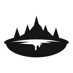 Black and white frozen lake landscape vector on white background.