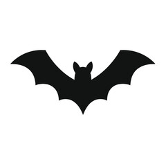 Fototapeta premium Dynamic black bat flying in silhouette against a colorful background silhouette