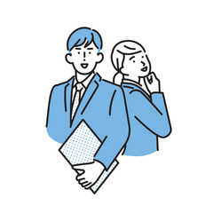 シンプル　イラスト　就職活動中の男性と女性