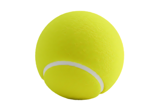 Closeup of a Single Tennis Ball isolated on transparent background