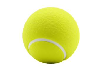 Closeup of a Single Yellow Tennis Ball isolated on transparent background