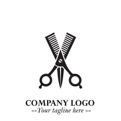 Black and White Barbershop Logo in Classic Vintage Vector Design for Modern Grooming and Style