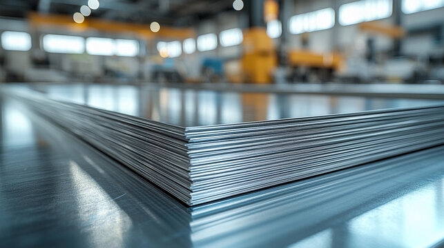 Iridium metal sheets arranged in clean industrial space Generative AI