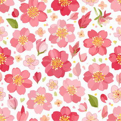 Fototapeta premium A seamless Japanese sakura blossom pattern with soft pink petals. Perfect for fabrics, packaging, and spring-themed designs.