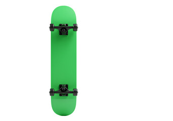 Neon Green Skateboard Studio Shot on Black Background isolated on transparent background