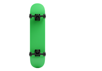 Neon Green Skateboard Studio Shot on Black Background isolated on transparent background