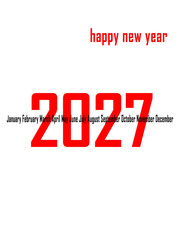 2027 new year text design agenda celebration greeting background template. New year's eve celebration concept. Happy New Year