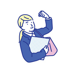 シンプル　イラスト　就職活動中の女性