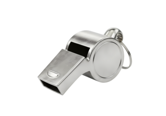 Metal Whistle Referee Coach Emergency Signal isolated on transparent background
