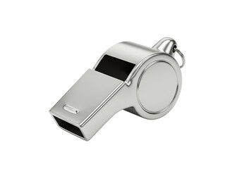 Closeup of a Silver Whistle isolated on transparent background