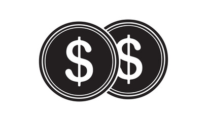 Obraz premium Two coins with dollar sign isolated on white background