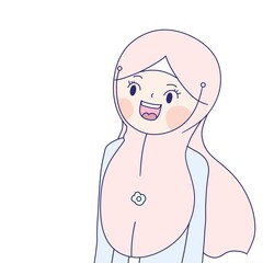 muslim girl is smiling. smiling hijab girl. muslim girl smiles.