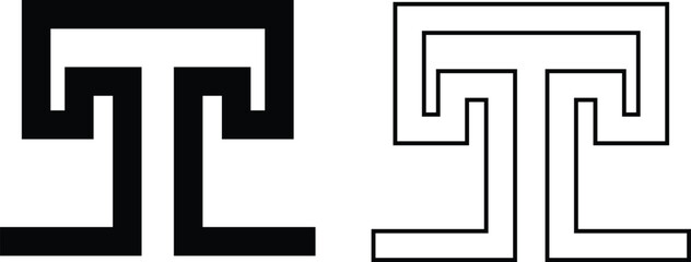 Greek key border icon set in flat and outline styles. Ancient meander pattern symbol, geometric frame design elements, seamless ornamental art decoration and classic greek design vectors illustration.