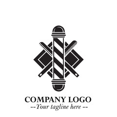 Black and White Barbershop Logo in Classic Vintage Vector Design for Modern Grooming and Style