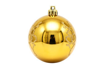 Gold Christmas Ornament Festive Decoration Closeup isolated on transparent background