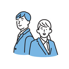 シンプル　イラスト　就職活動中の男性と女性