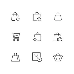 Shopping bag line icon design pack