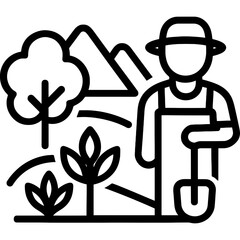 Obraz premium Minimalistic landscape gardener icon design