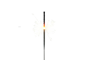 Burning Sparkler on Black Background Festive Celebration Element isolated on transparent background