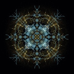 Snowflake Lumina – Blue Crystal Mandala on Black
